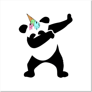 Dabbing Panda Ice Cream Unicorn Funny Pandicorn Posters and Art